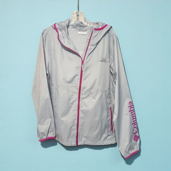 Columbia Women's Lightweight Rain Jacket Gray And Pink (EUC) - Picture 5 of 6